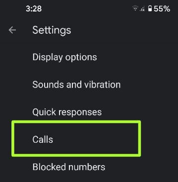 Accede a la configuración de llamadas para activar la llamada wifi Pixel 5