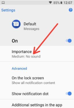 Cómo cambiar la importancia de la notificación de la aplicación de mensajería en Galaxy S9