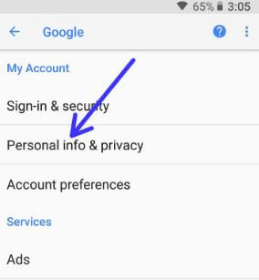 Configuración de privacidad e información personal en Oreo