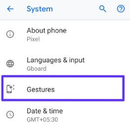 Configuración de gestos en Android Pie 9