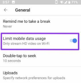 Cómo reducir el uso de datos móviles en YouTube Android