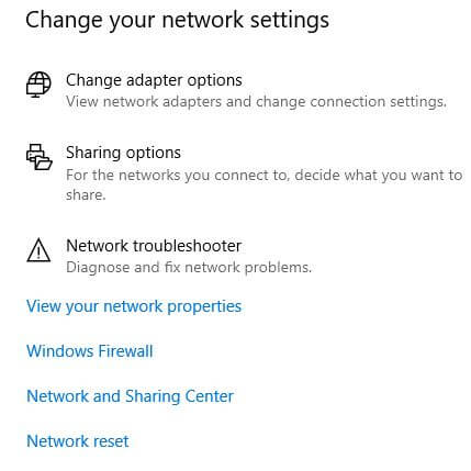 Restablecimiento de la red de PC con Windows 10