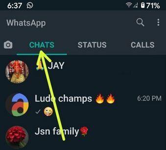 Abra el chat de WhatsApp para hacer una videollamada grupal en Android