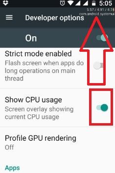 Cómo habilitar el uso de la CPU de pantalla en Android Nougat 7.1.2