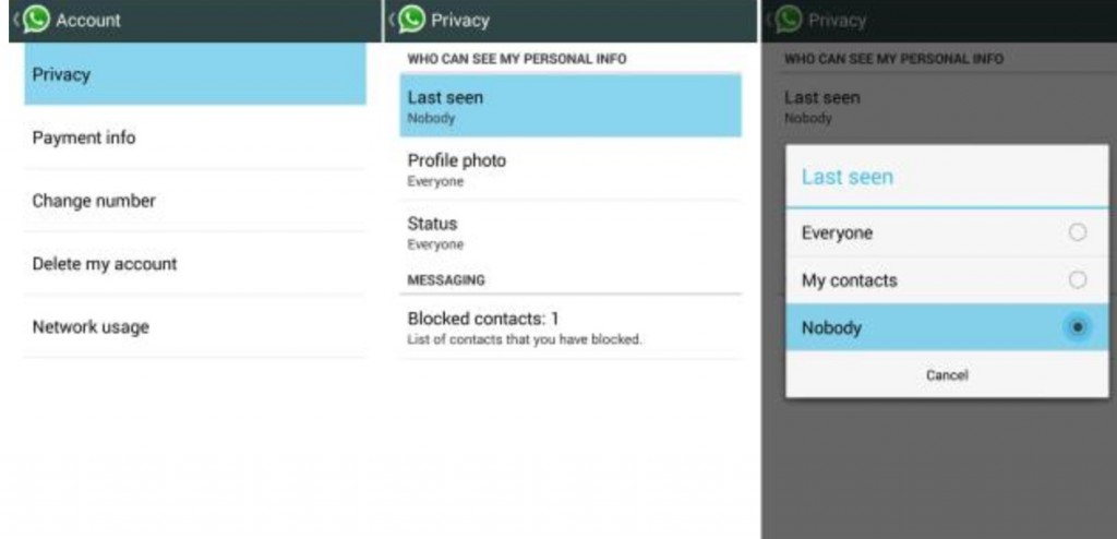 WhatsApp visto por última vez en Android