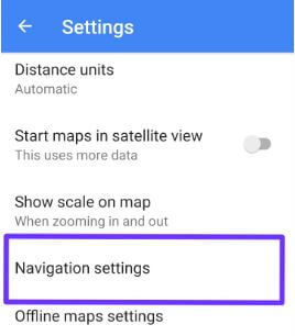 Configuración de navegación del teléfono Android