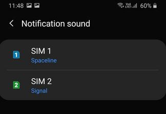 Seleccione SIM para personalizar el sonido de notificación de su Galaxy A50