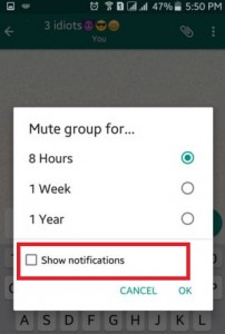Deshabilitar la notificación de chat grupal de WhatsApp