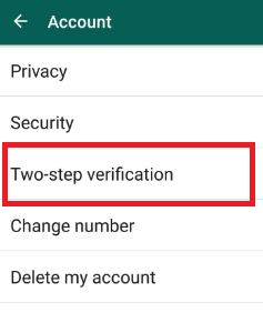 Verificación de WhatsApp en dos pasos en la configuración de la cuenta