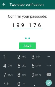 Confirme el código de acceso de WhatsApp en su dispositivo Android