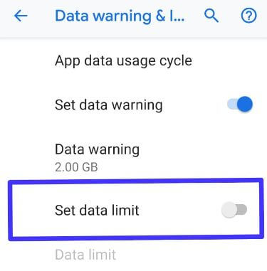 Establezca el límite de datos para su teléfono Android 9 Pie