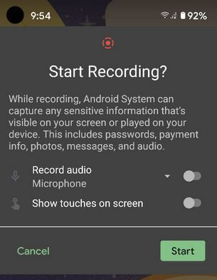 Cómo grabar una pantalla en Android 11