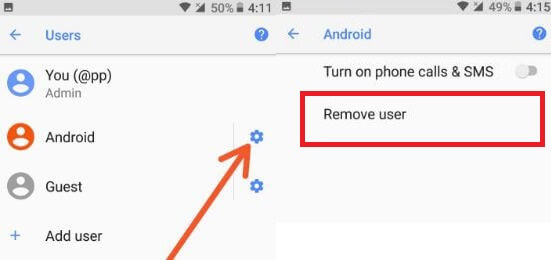 Eliminar la cuenta de usuario de Android Oreo