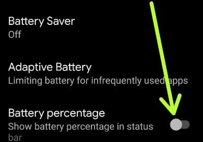 Habilitar el porcentaje de batería en Android 10