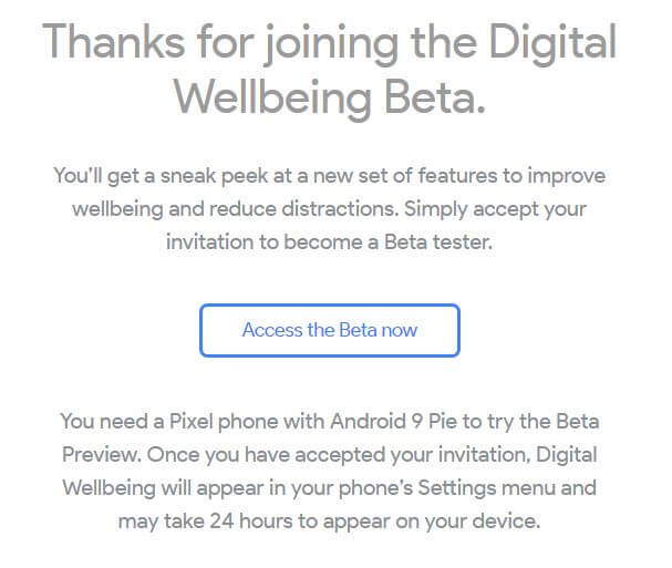 Beta de Bienestar Digital para Android Pie 9.0