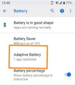 Batería adaptable en Android P.
