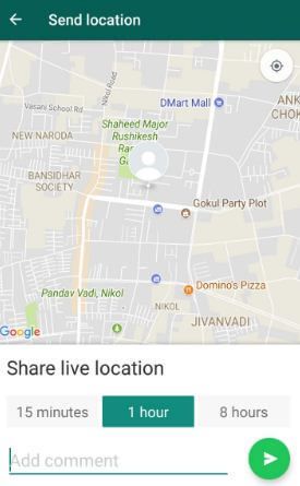 Comparta su ubicación en vivo en su teléfono Android WhatsApp