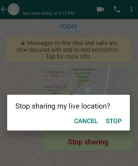 Cómo dejar de compartir la ubicación en vivo de WhatsApp de Android