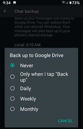 Restaurar la copia de seguridad de WhatsApp en dispositivos Android de Google Drive