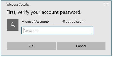 Ingrese la contraseña de su cuenta de Microsoft para eliminar el PIN de inicio de sesión de PC con Windows 10