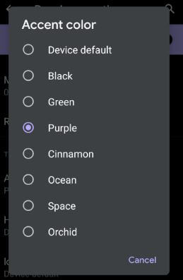 Android Q Beta 4 ha agregado nuevos colores de acento