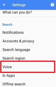 Toque su voz en la sección de búsqueda de la aplicación de Google