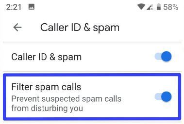 Cómo habilitar el filtrado de llamadas no deseadas en Android 9 Pie