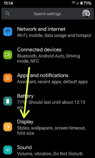 Ver la configuración de Android 11 para cambiar el estilo del icono