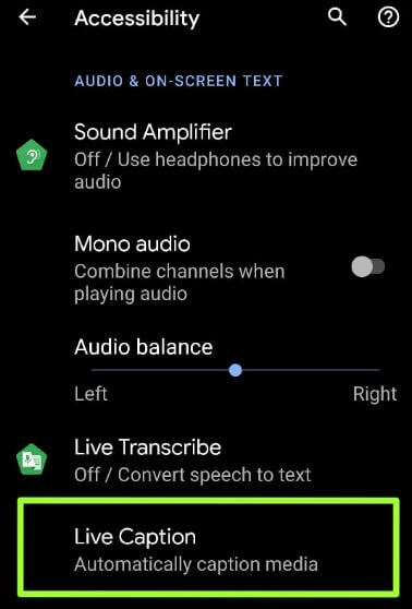 Habilite los subtítulos en vivo en Android 10 usando la configuración de accesibilidad