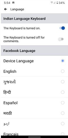 Cómo cambiar el idioma de Facebook usando la aplicación de Android