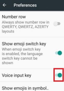 Active la tecla de entrada de voz en su teléfono Android