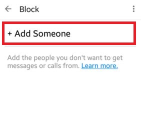 Toca agregar a alguien para bloquear el contacto en Android
