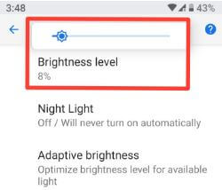 Cambie el brillo de la pantalla en Android P.
