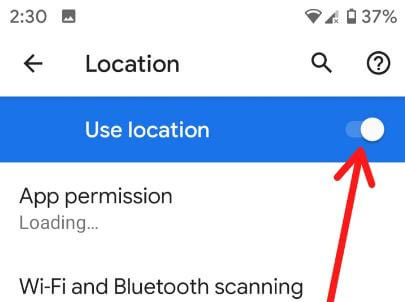 Activar o desactivar la ubicación en Android Pie 9