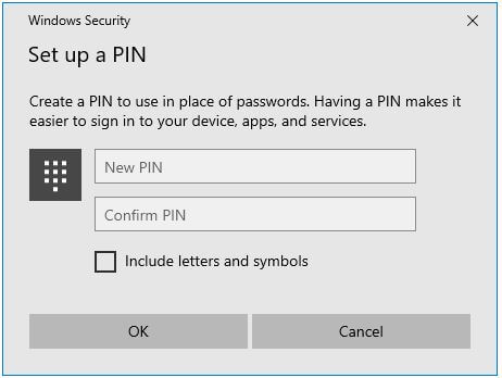 Restablecer el PIN olvidado en Windows 10