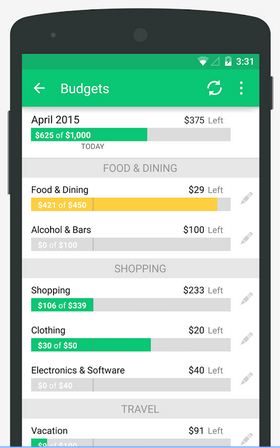 Aplicaciones de finanzas personales de Mint para Android