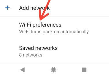 Preferencias de wifi en Android P 9.0