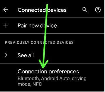Preferencias de conexión para solucionar el problema de emparejamiento de Bluetooth Pixel 5