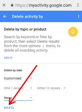 Eliminar la actividad de Google de un cierto período de tiempo en Android Oreo