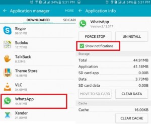 Toque WhatsApp para mostrar la notificación.