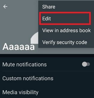 Cómo cambiar el nombre de un contacto en un teléfono y tableta Android WhatsApp