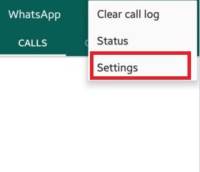 Haga clic en configuración en WhatsApp