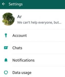 Detalles del perfil de WhatsApp en Android