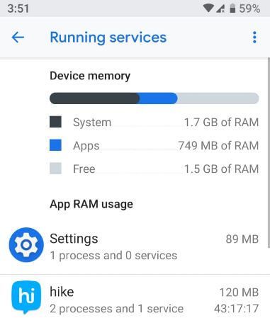 Cómo verificar el uso de RAM en Android Oreo 8, 8.1
