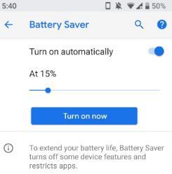 Cómo habilitar el ahorro de batería en Android P 9.0