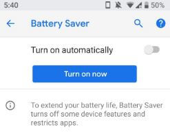 Desactive automáticamente el ahorro de batería en Android P.