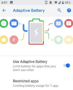 Utilice la batería adaptable en el sistema operativo Android P