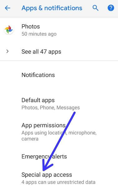 Configuraciones especiales para acceder a la aplicación Android P