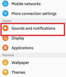 Haga clic en sonido y notificaciones en la categoría de dispositivo