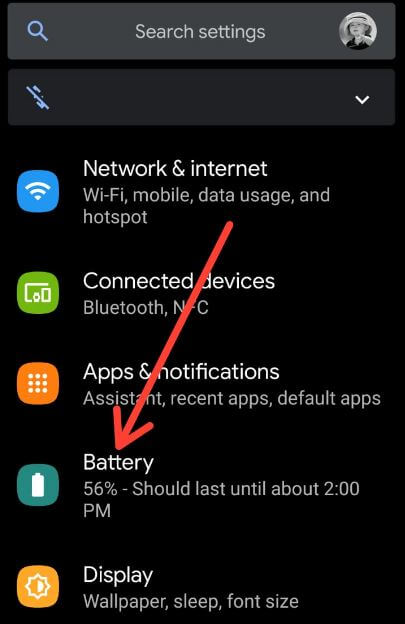 Ver el porcentaje de batería en la barra de estado en Android 10